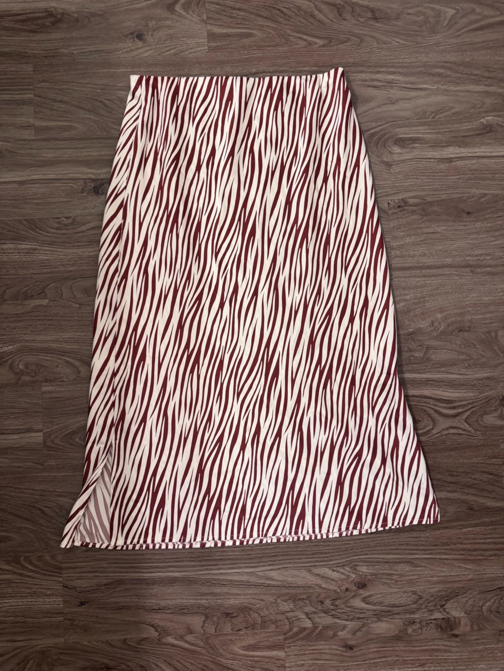 Alice Blue White and Burgundy Zebra-Print Midi Skirt